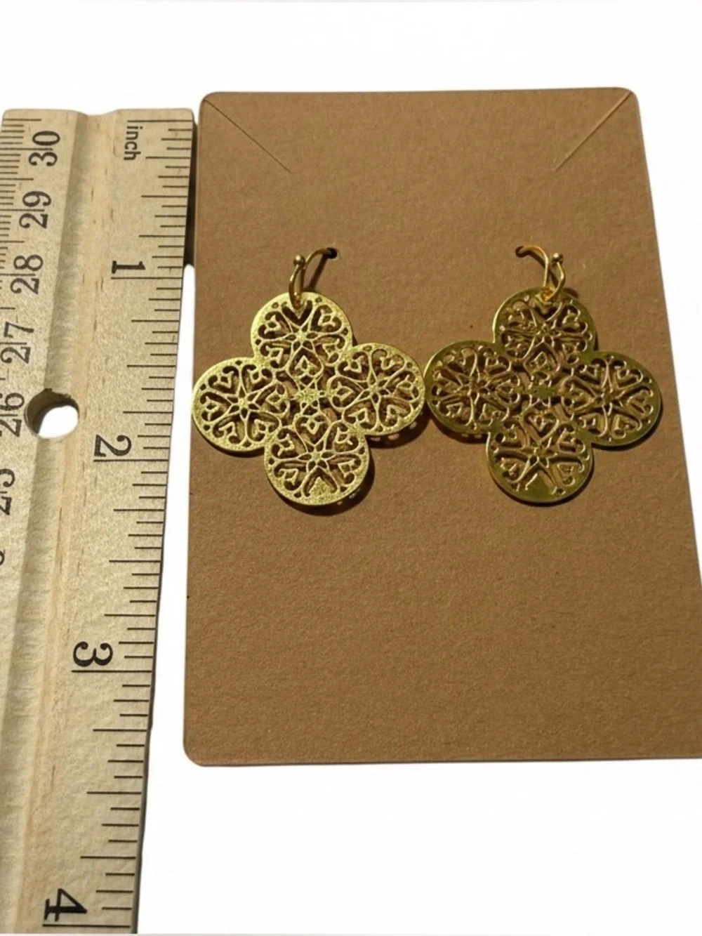 Gold-Tone Filigree Clover Lightweight Earrings